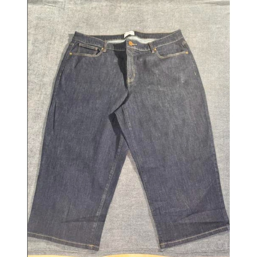 Lane Bryant Womens Dark Wash Denim Capris Size 22 Indigo Cropped Jeans